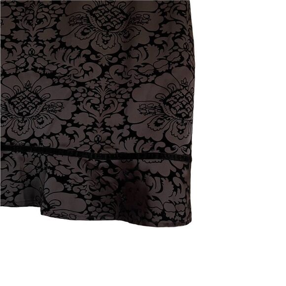 Vintage Miss Lilly Flocked Satin Black Damask A-Line Skirt Small Made in USA - Picture 2 of 6